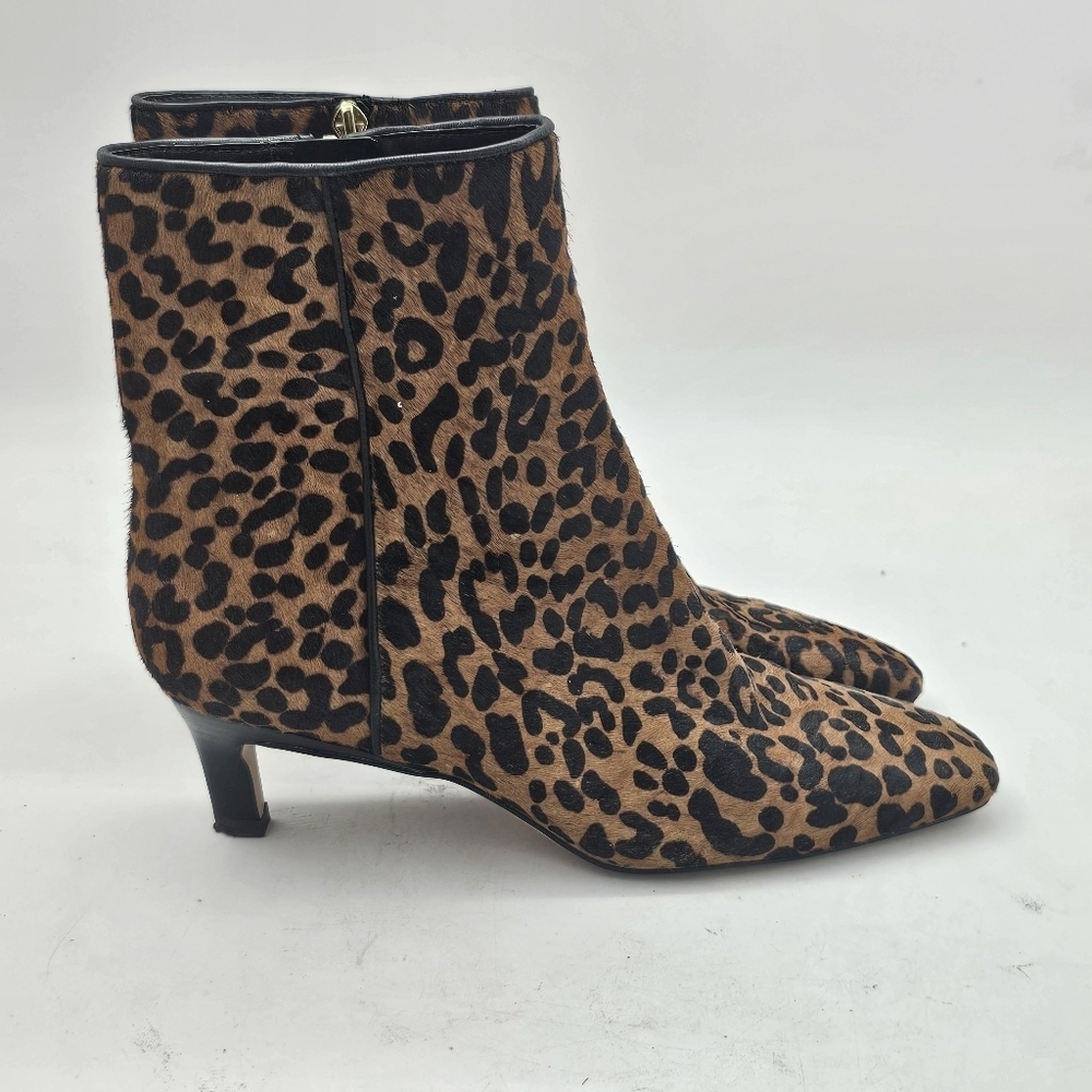 Nordstrom Arazio Leopard Calf Hair Kitten Heel Booties Pointed Toe Size 8 - Picture 4 of 10